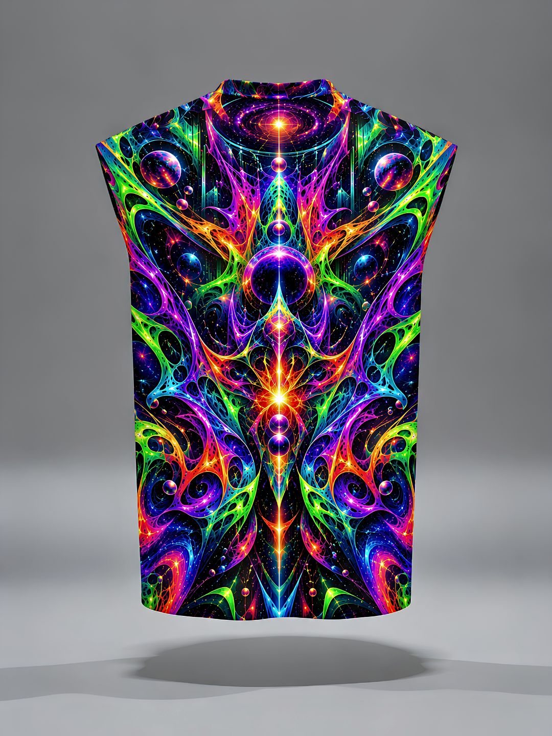 Neon Cosmic Fractal Sleeveless Tee