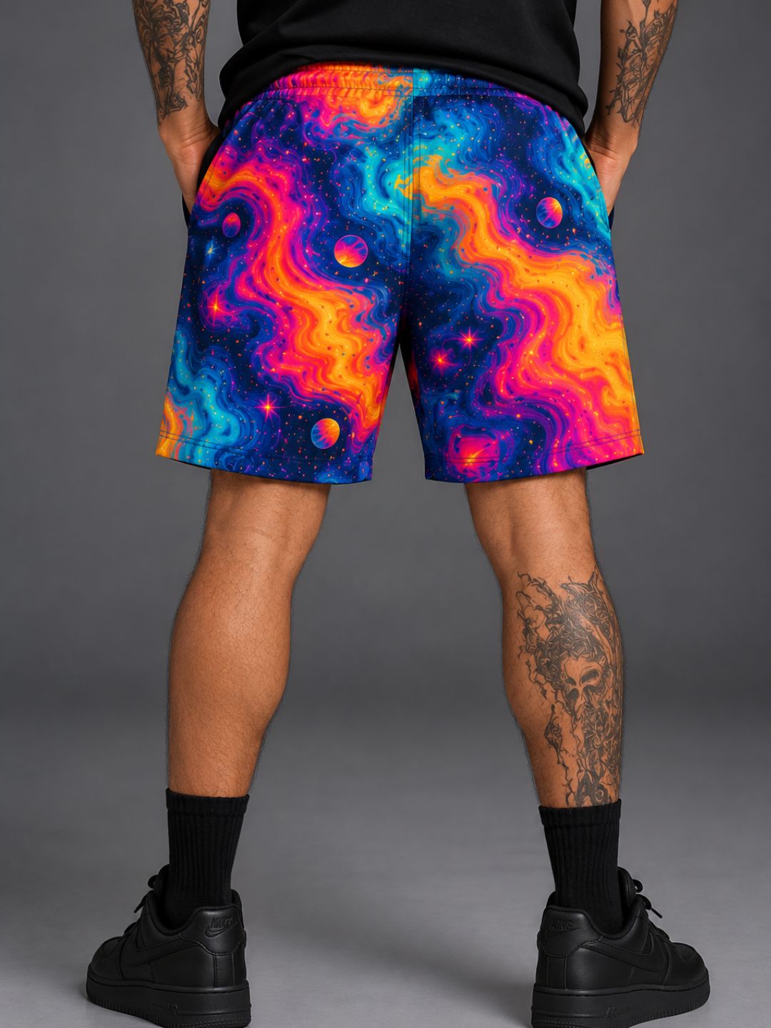 Cosmic Melting RGB Glow Graphic Shorts
