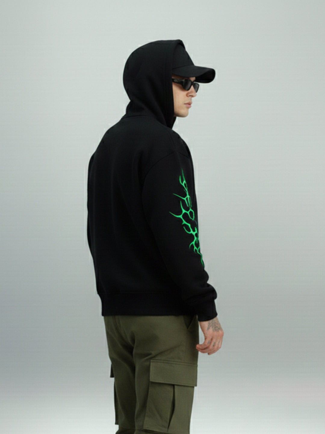 Green Tribal Flame Hoodie