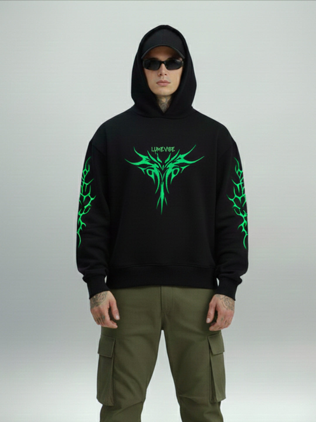 Green Tribal Flame Hoodie