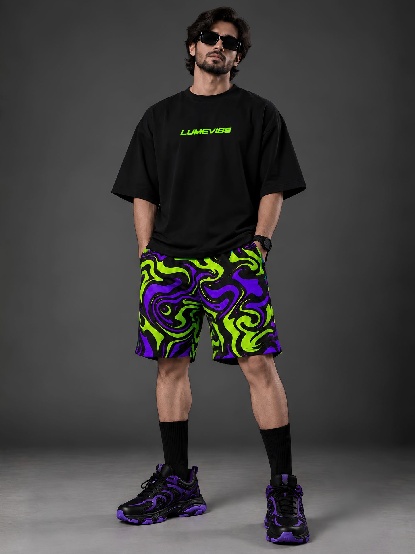 Neon Swirl 240 GSM Unisex Shorts