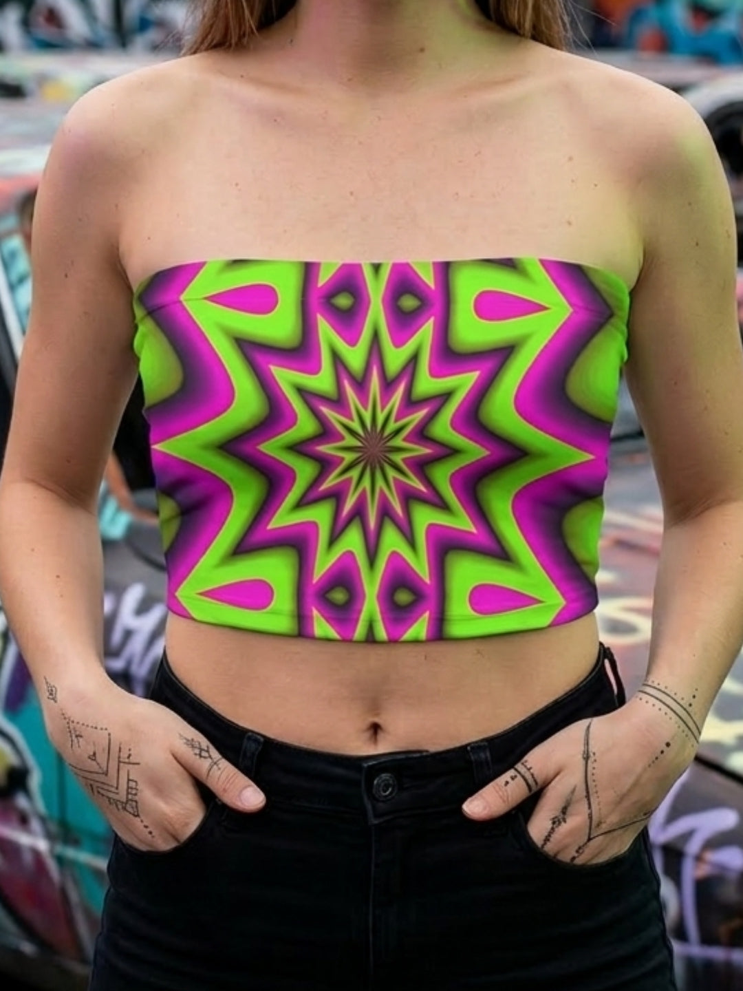 Neon Kaleido Tube Top