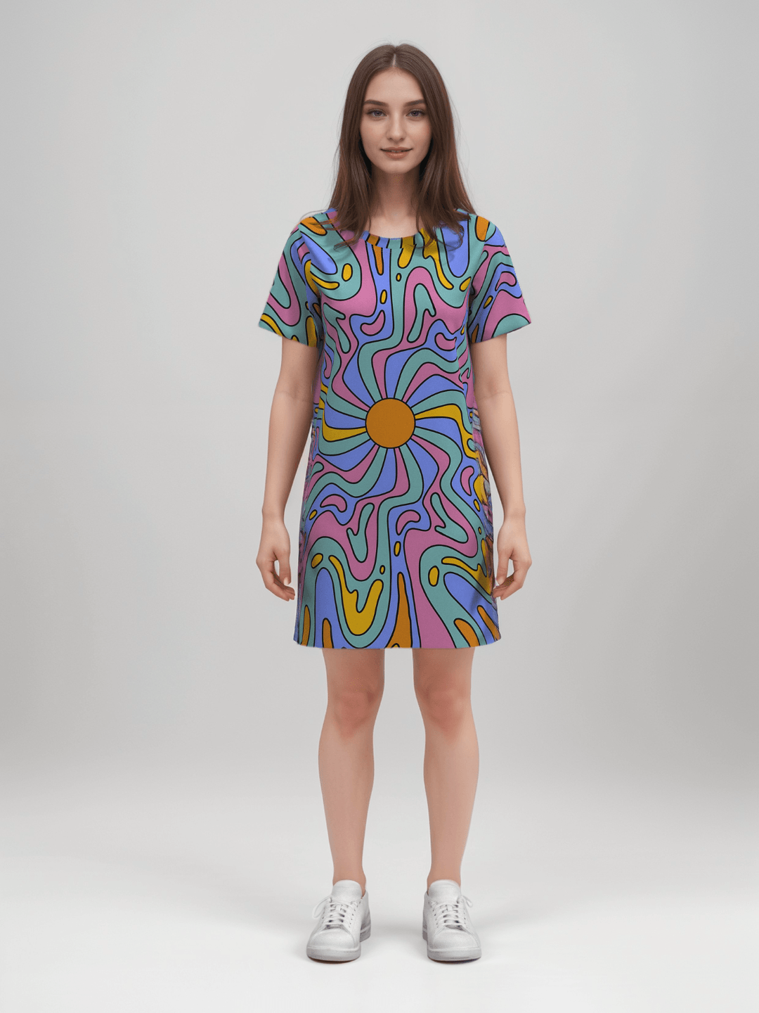 Retro Wave T-Shirt Dress