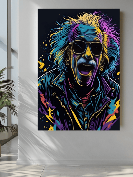 Glitched Einstein Framed Canvas Art