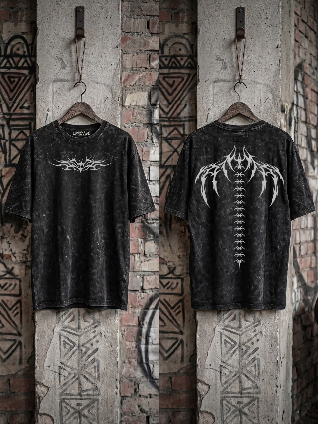 Vantage Tribal Acid-Wash Oversized T-shirt