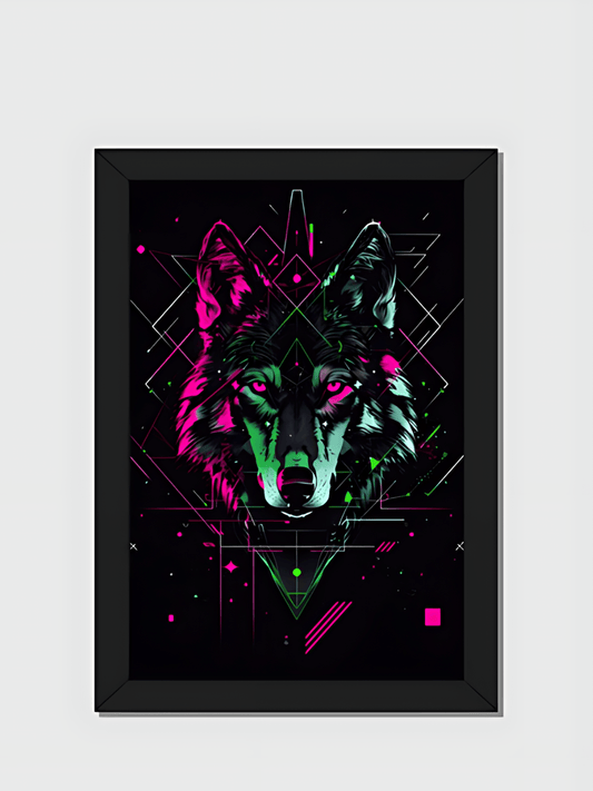 Neon Wolf Framed Art