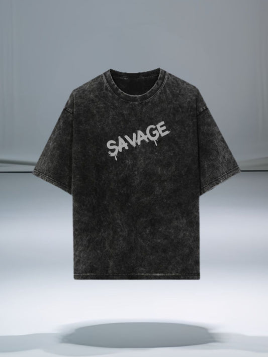 SAVAGE Stone Wash Oversized Tee