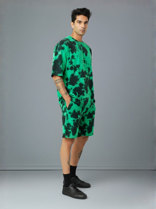 Green Black Tie-Dye Co-ord Set – Men