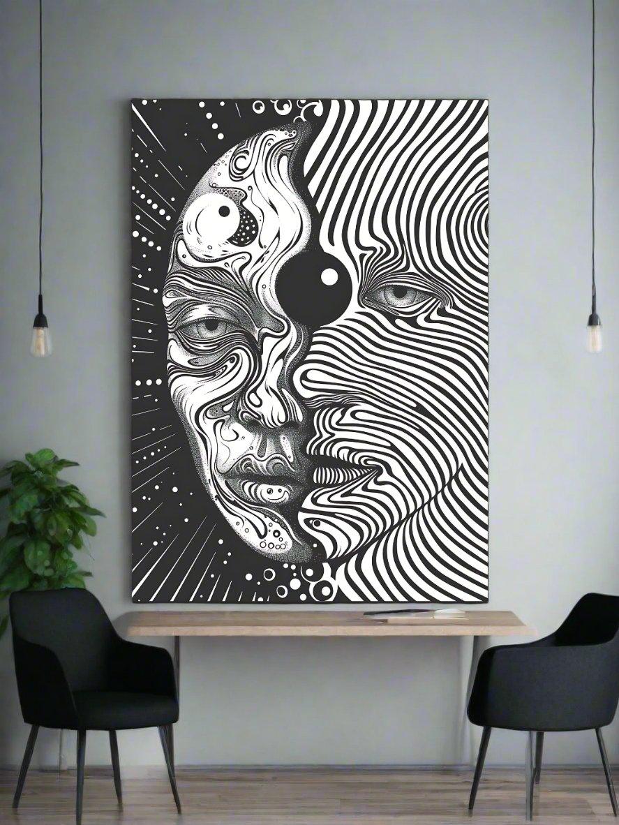 Ethereal Duality: Yin & Yang Fusion - Framed Canvas Art - Lume vibe