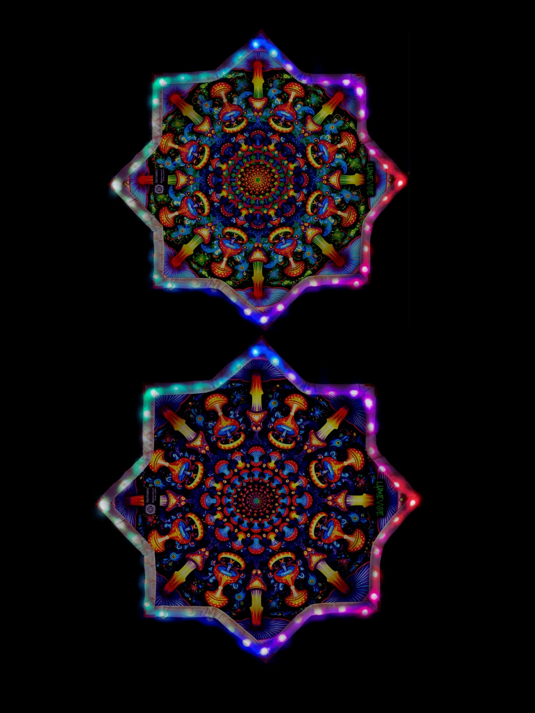 Kaleidoscope Fungi Dual-Sided Dapo | UV Reactive & LED Variants