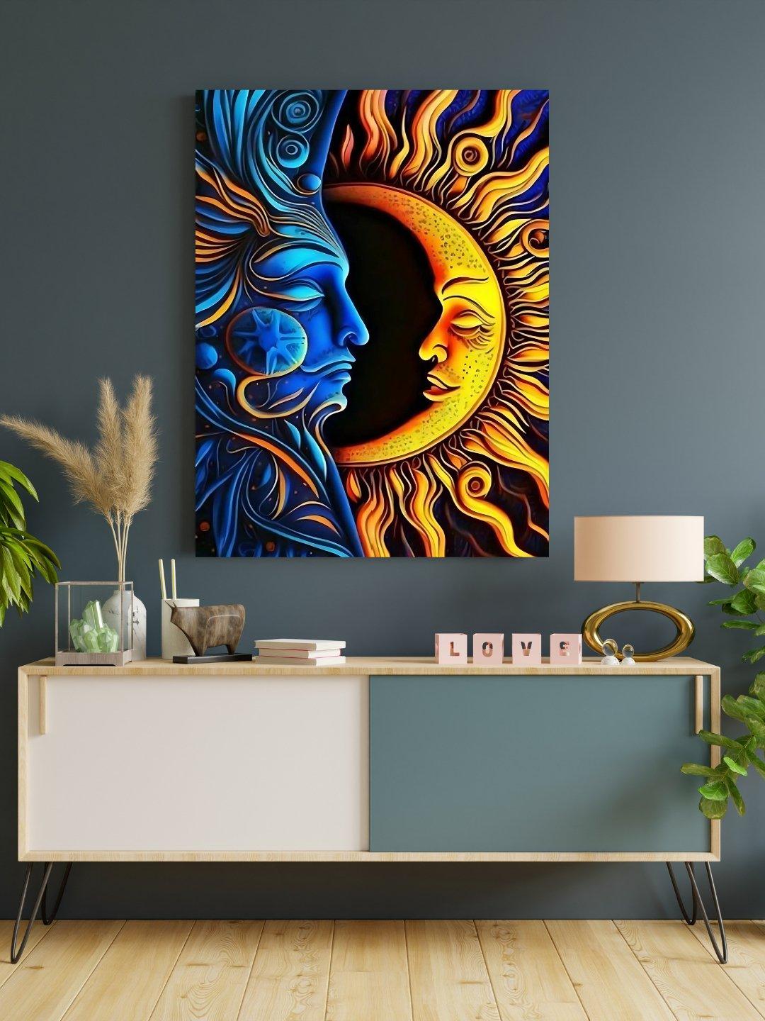 Fusion of Sun and Moon - Framed Canvas Art - Lume vibe