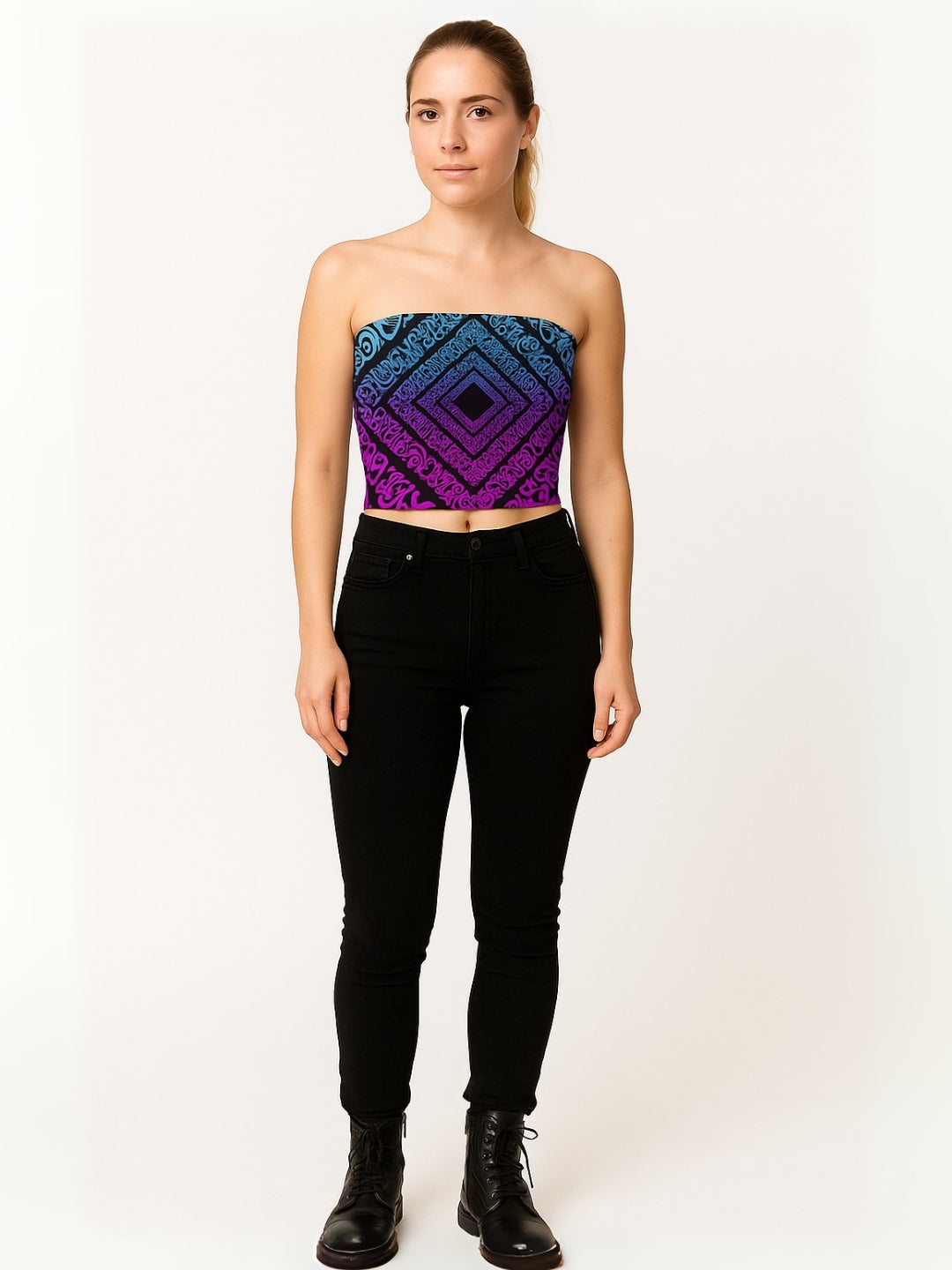 Galaxy Script Tube Top