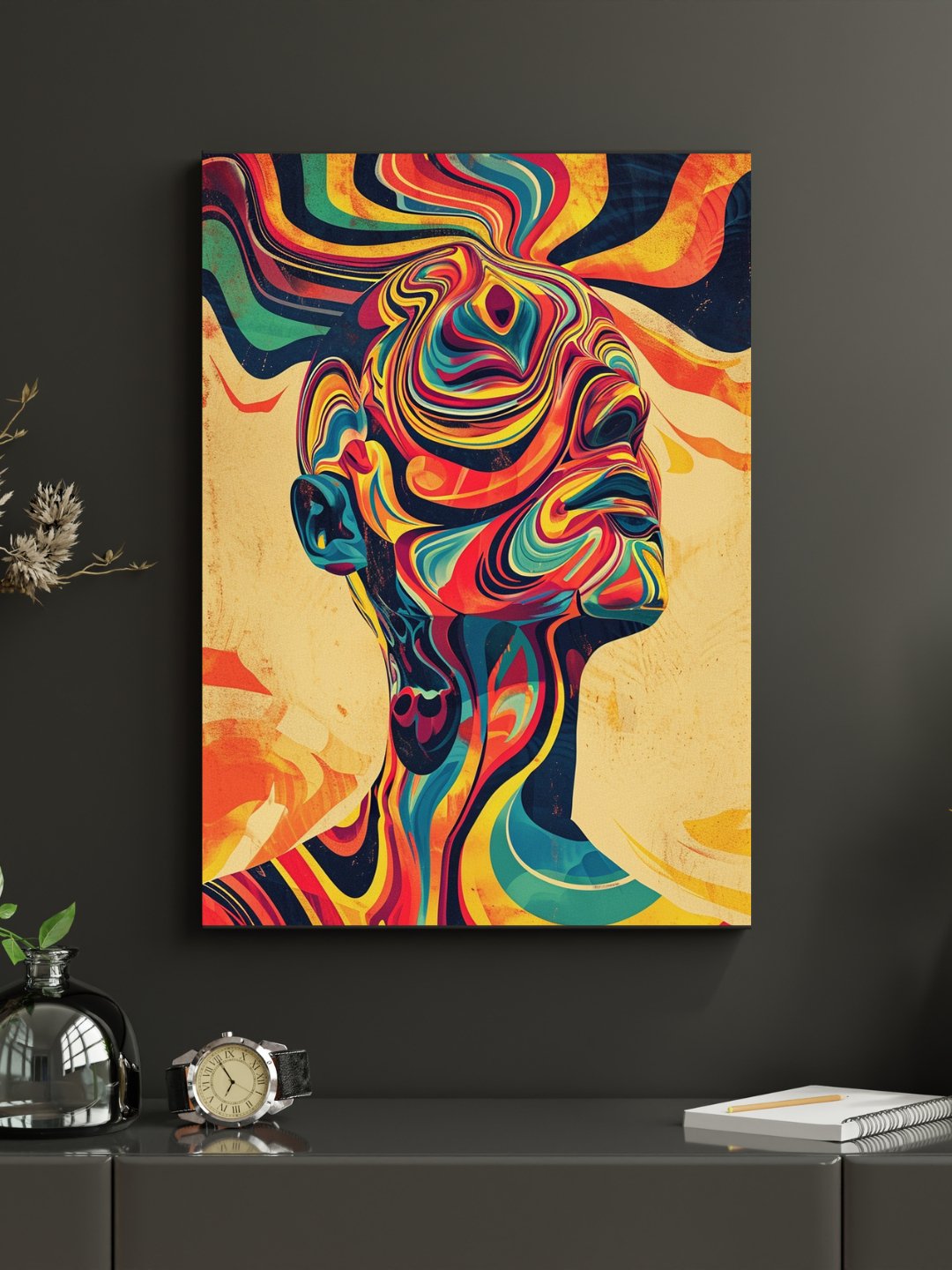 "Vivid Psychedelic Human Figure" Framed Canvas Art - Lume vibe