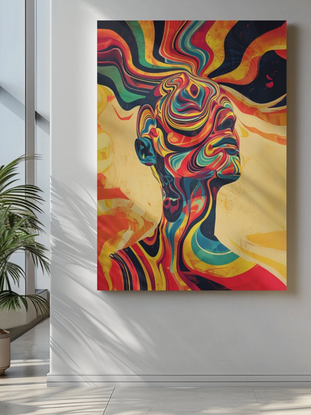 "Vivid Psychedelic Human Figure" Framed Canvas Art - Lume vibe