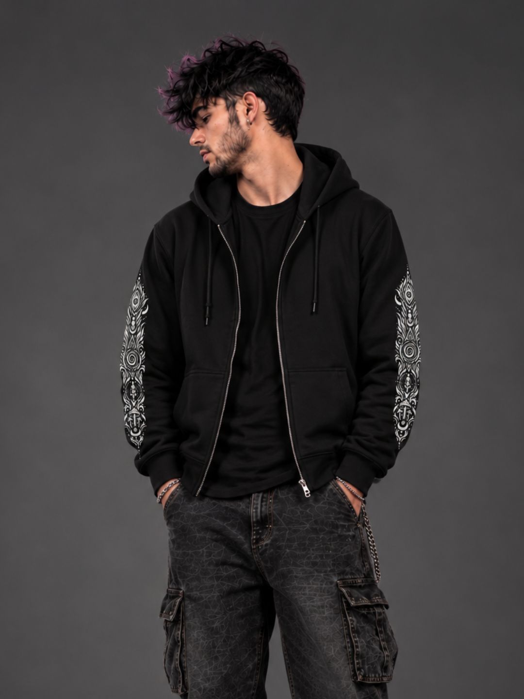 Lunar Totem Zip Hoodie – Glow in the Dark