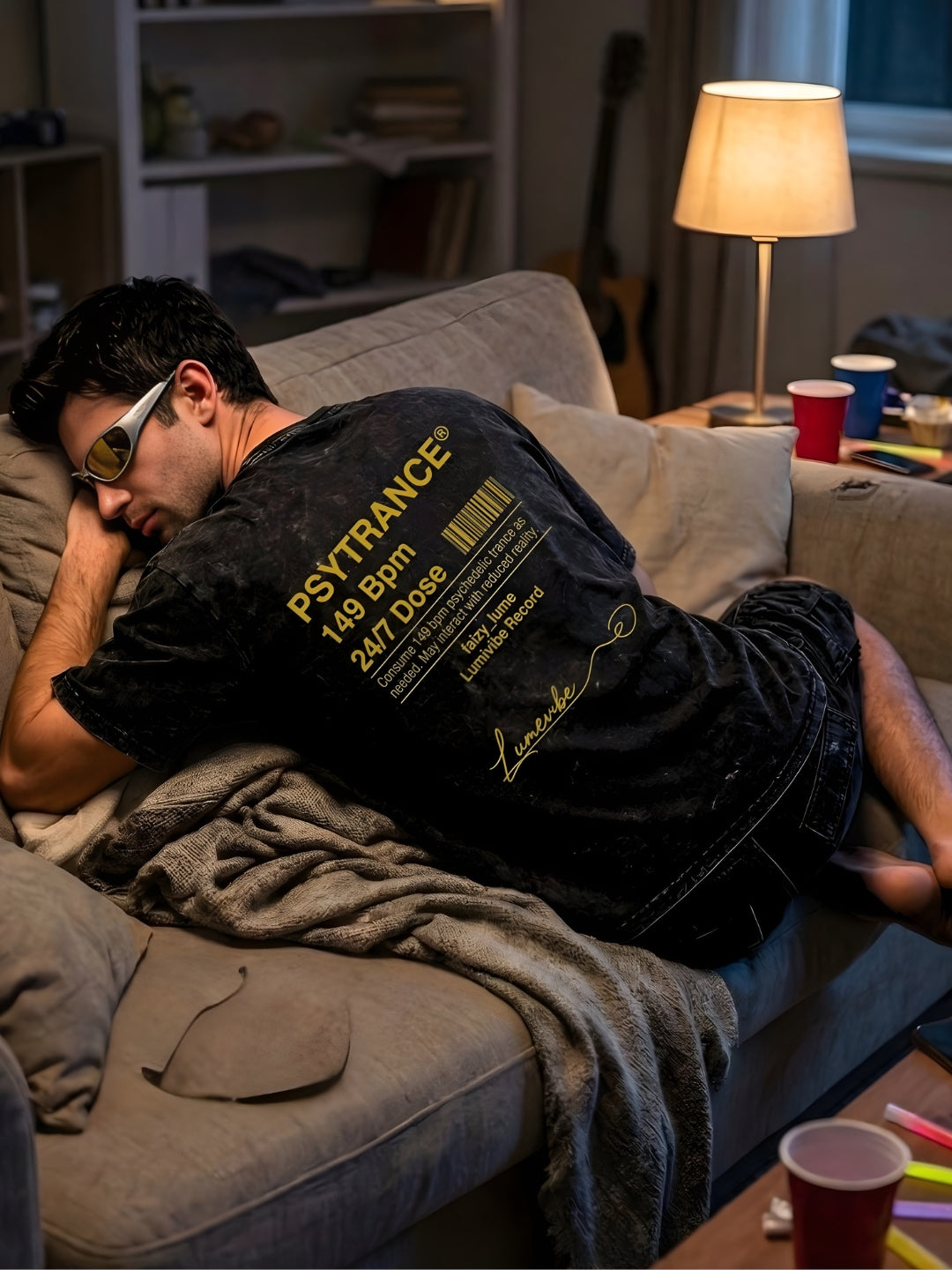 149 BPM Acid Wash Oversized T-Shirt – Psytrance Edition