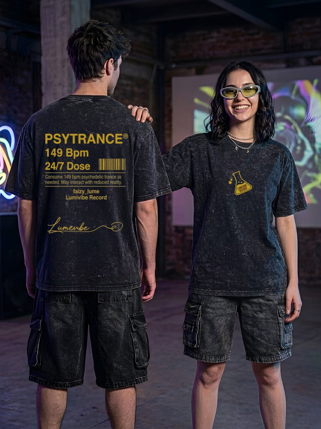 149 BPM Acid Wash Oversized T-Shirt – Psytrance Edition