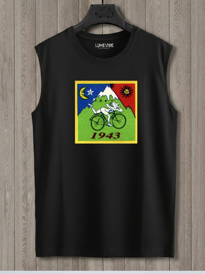 1943 Vintage Cycling Sleeveless Cotton T-Shirt