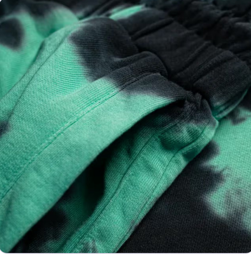 Green Black Tie-Dye Cotton Shorts – Unisex