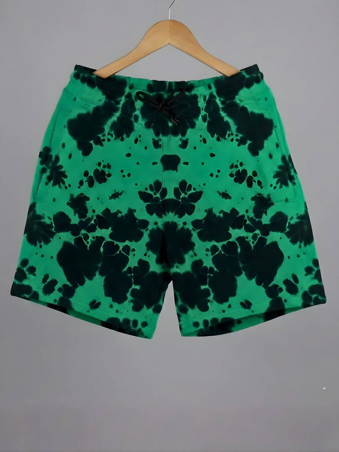 Green Black Tie-Dye Cotton Shorts – Unisex