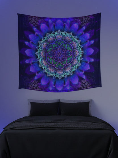 Cosmic Bloom Mandala Tapestry