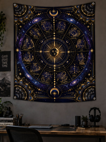 Celestial Zodiac Wall Tapestry
