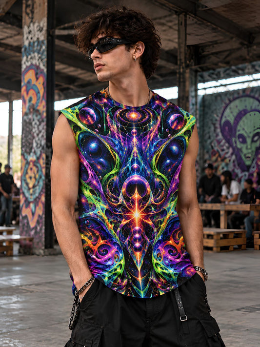 Neon Cosmic Fractal Sleeveless Tee