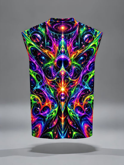 Neon Cosmic Fractal Sleeveless Tee
