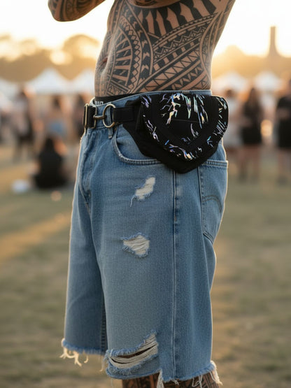 Cosmic Glitch Hip Bag - Adjustable  Festival Waist Pack