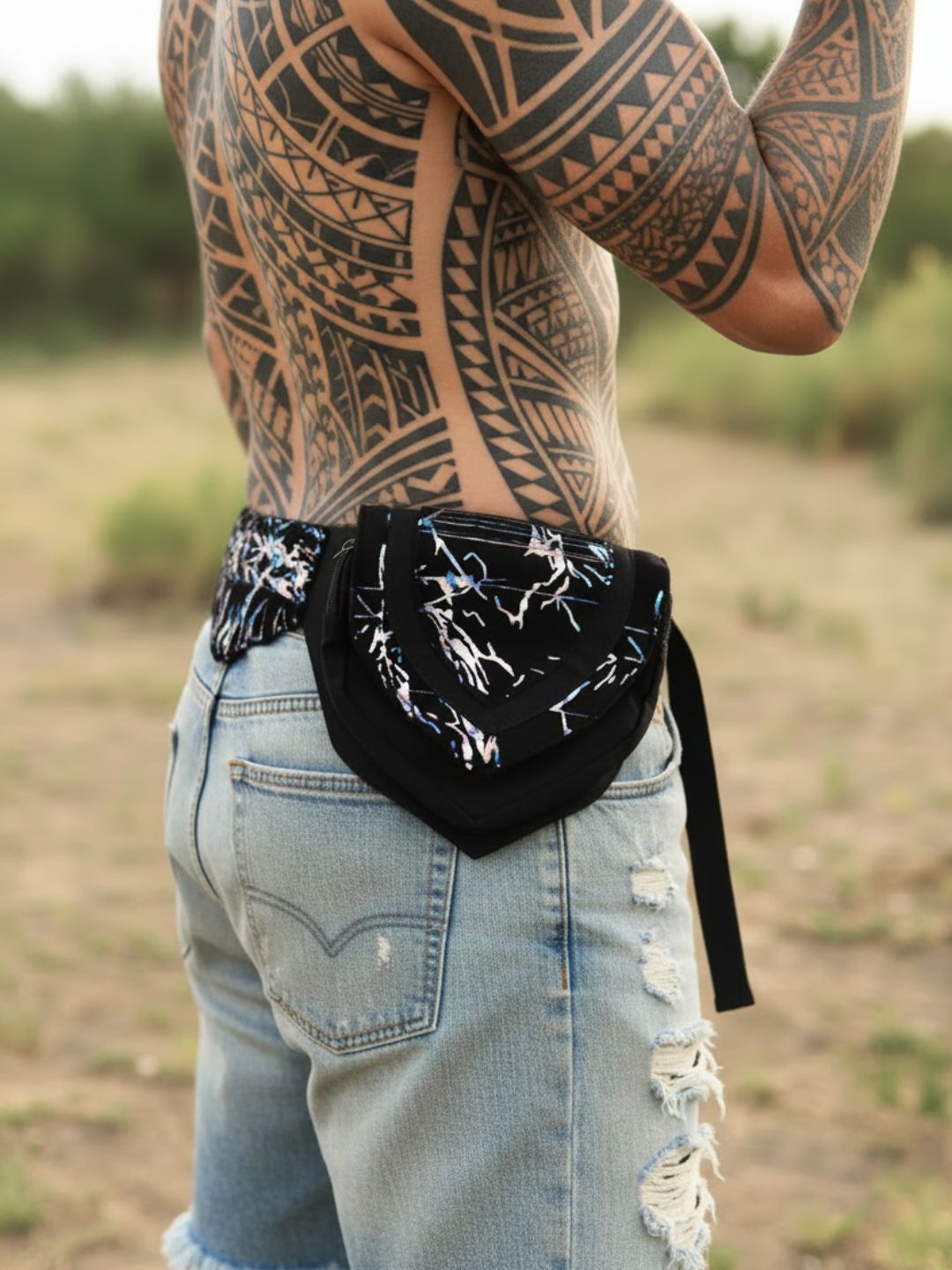 Cosmic Glitch Hip Bag - Adjustable  Festival Waist Pack