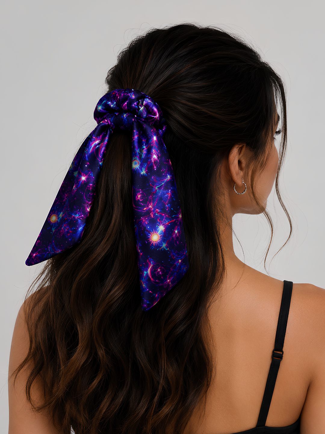 Cosmic Wave Satin Bow Scrunchie