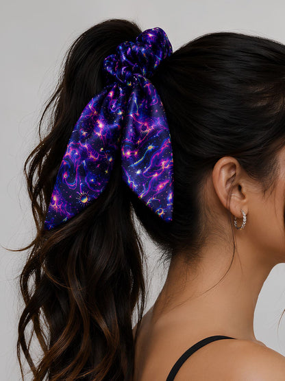 Cosmic Wave Satin Bow Scrunchie