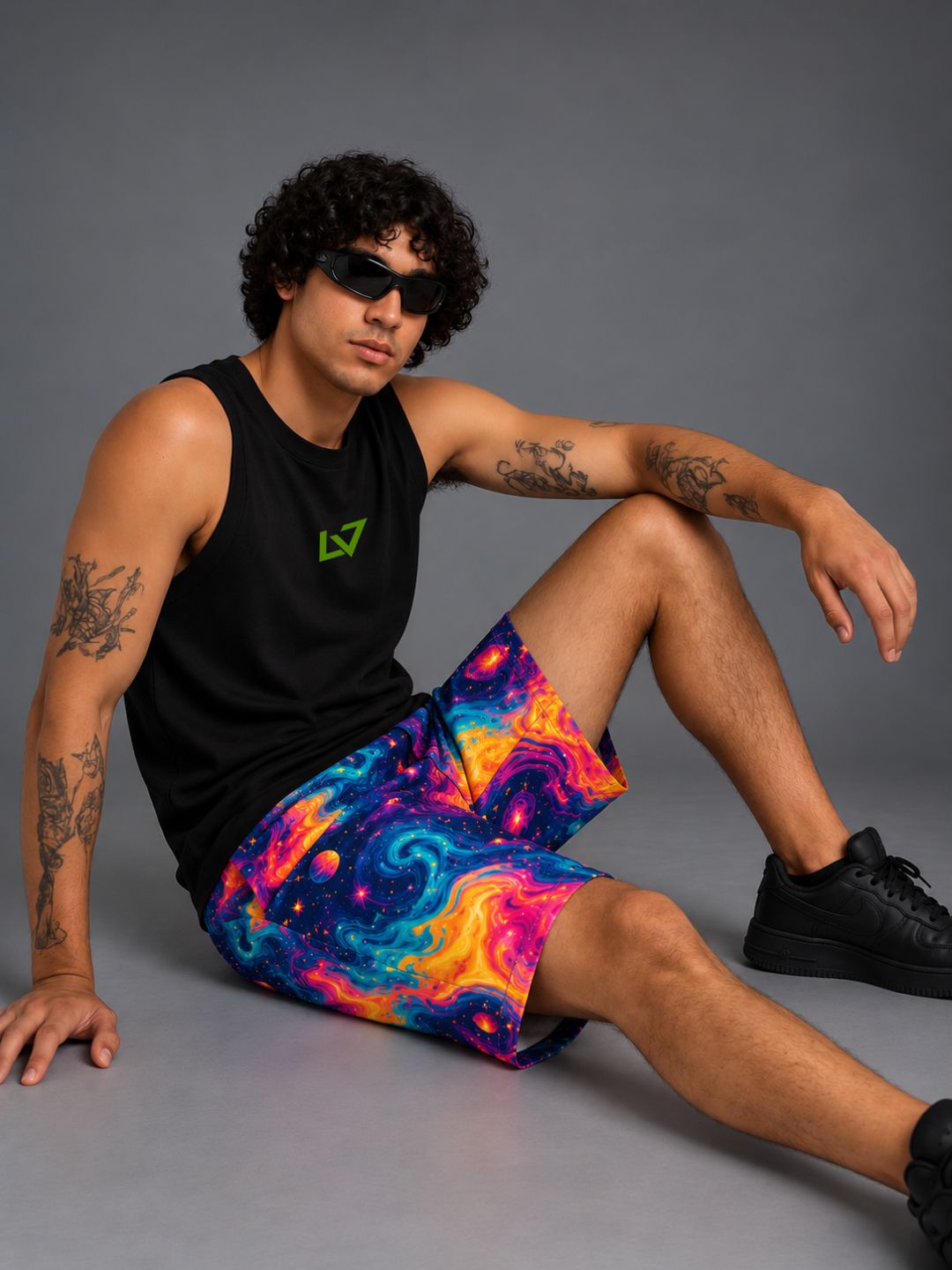 Cosmic Melting RGB Glow Graphic Shorts