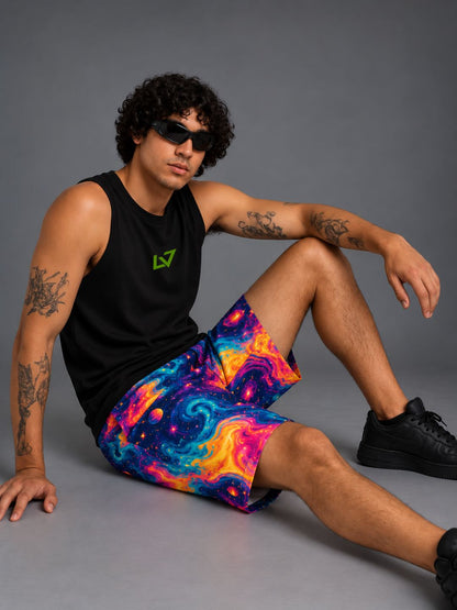 Cosmic Melting RGB Glow Graphic Shorts