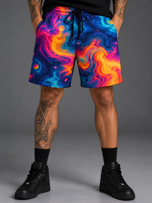 Cosmic Melting RGB Glow Graphic Shorts