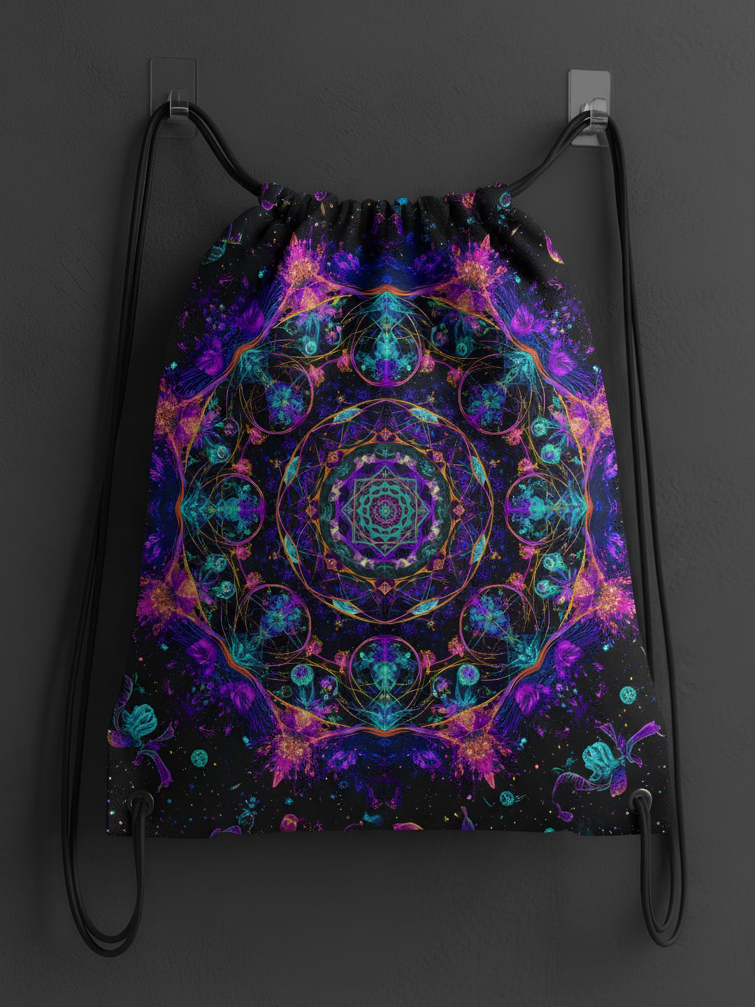 Cosmic Spore Dual-Print Drawstring Bag