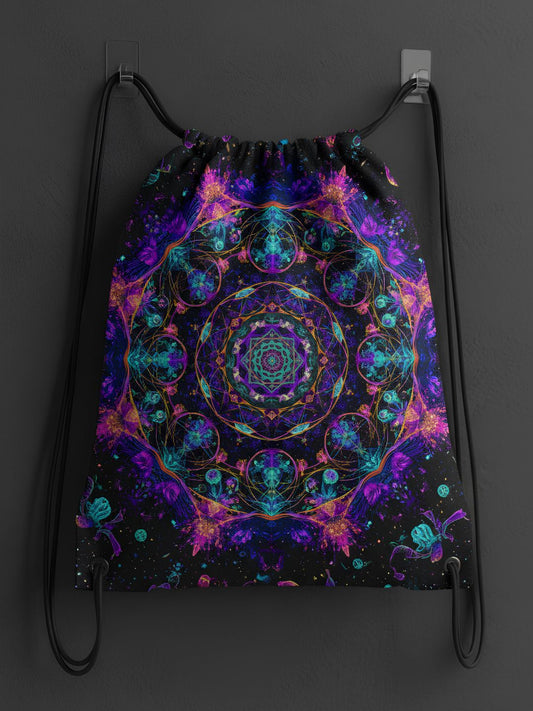 Cosmic Spore Dual-Print Drawstring Bag