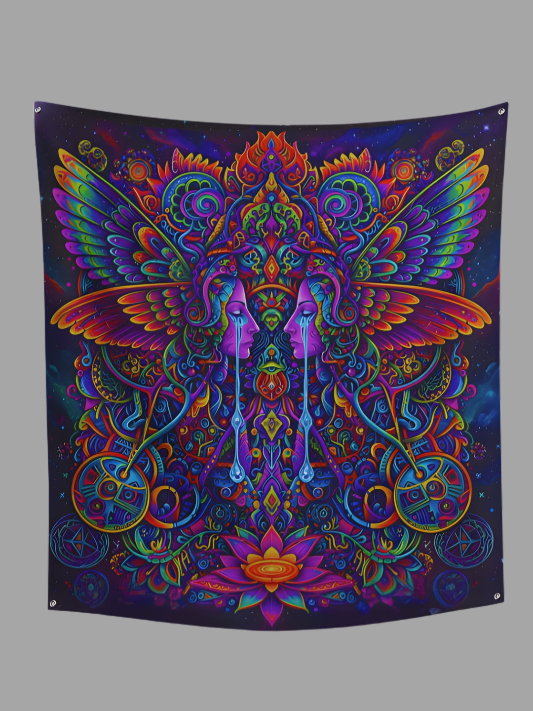 Ethereal Mirror Wings Wall Tapestry – Large Symmetry Art