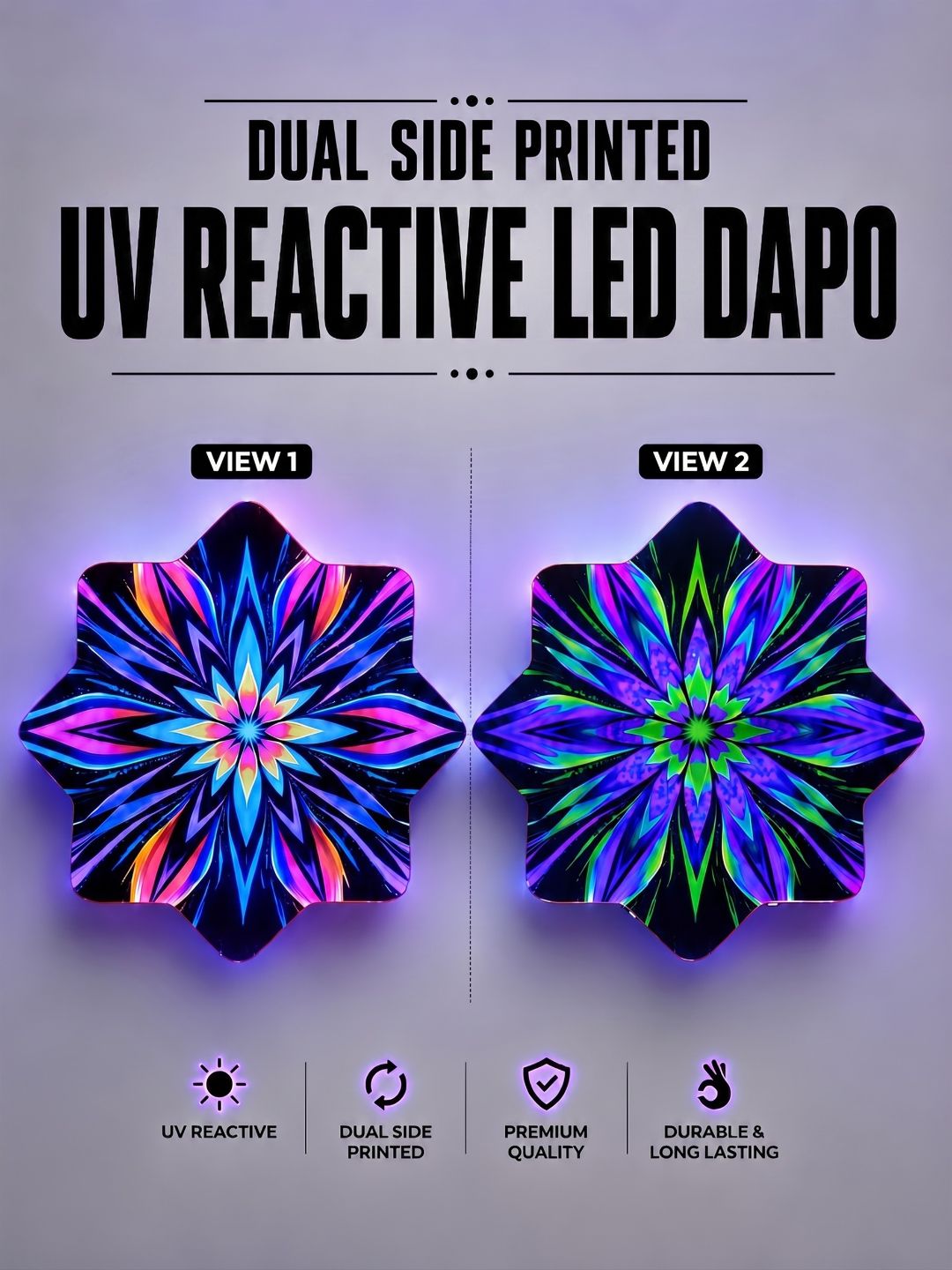 Floral Dual-Sided Dapo | UV Reactive & LED Options