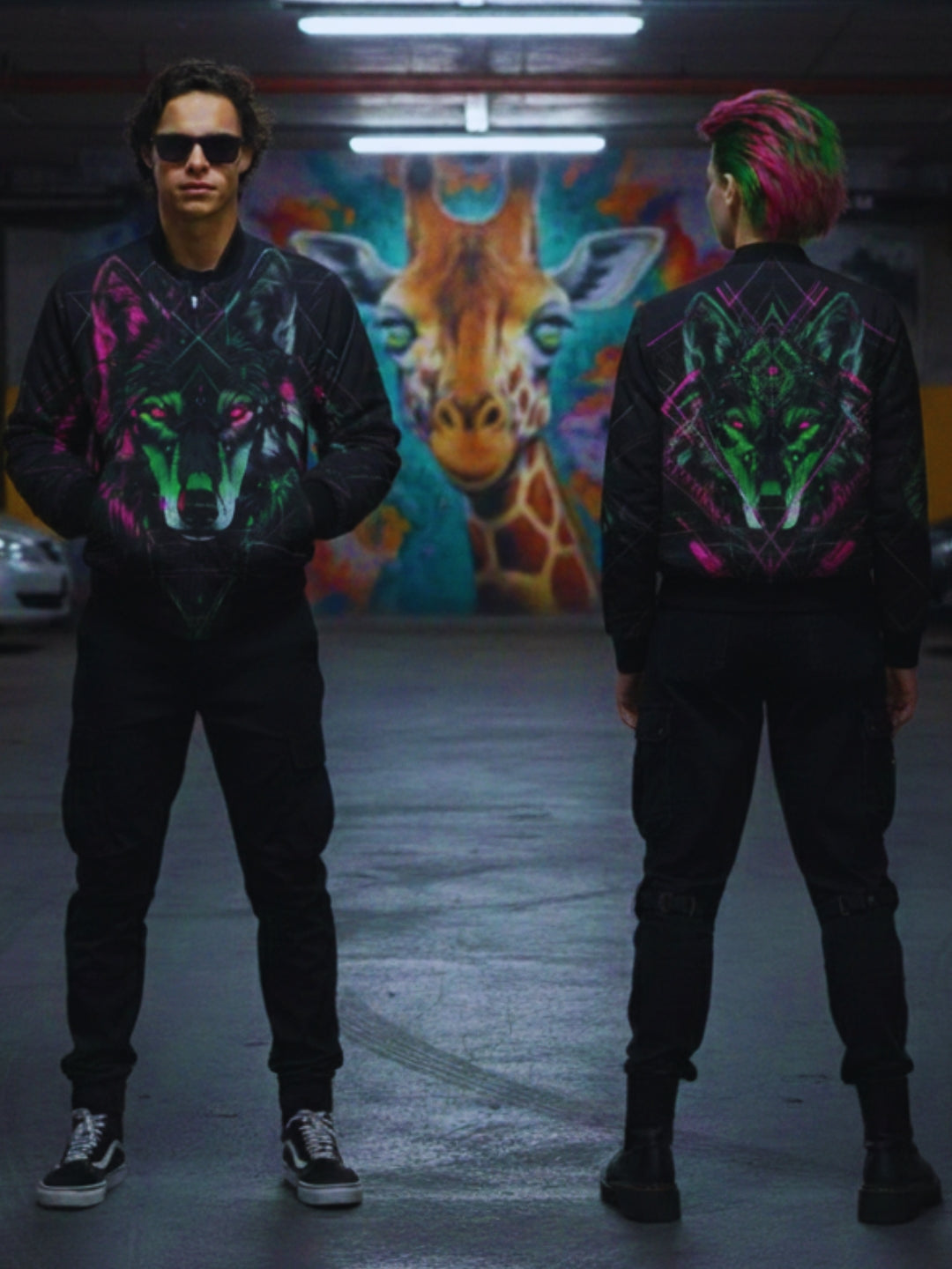 Free Spirits Bomber Jacket - UV Glow Garaphics
