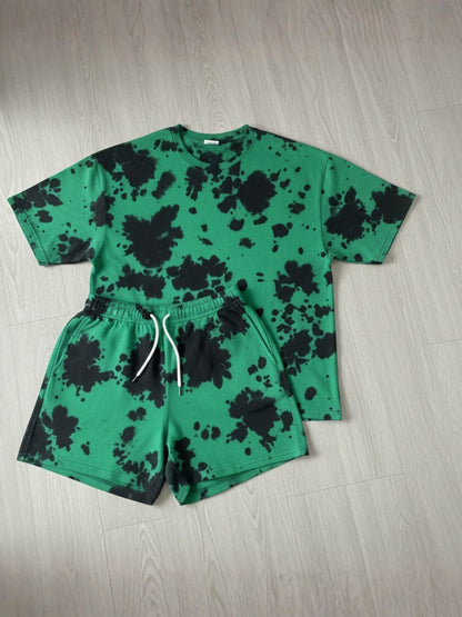 Green Black Tie-Dye Co-ord Set – Men