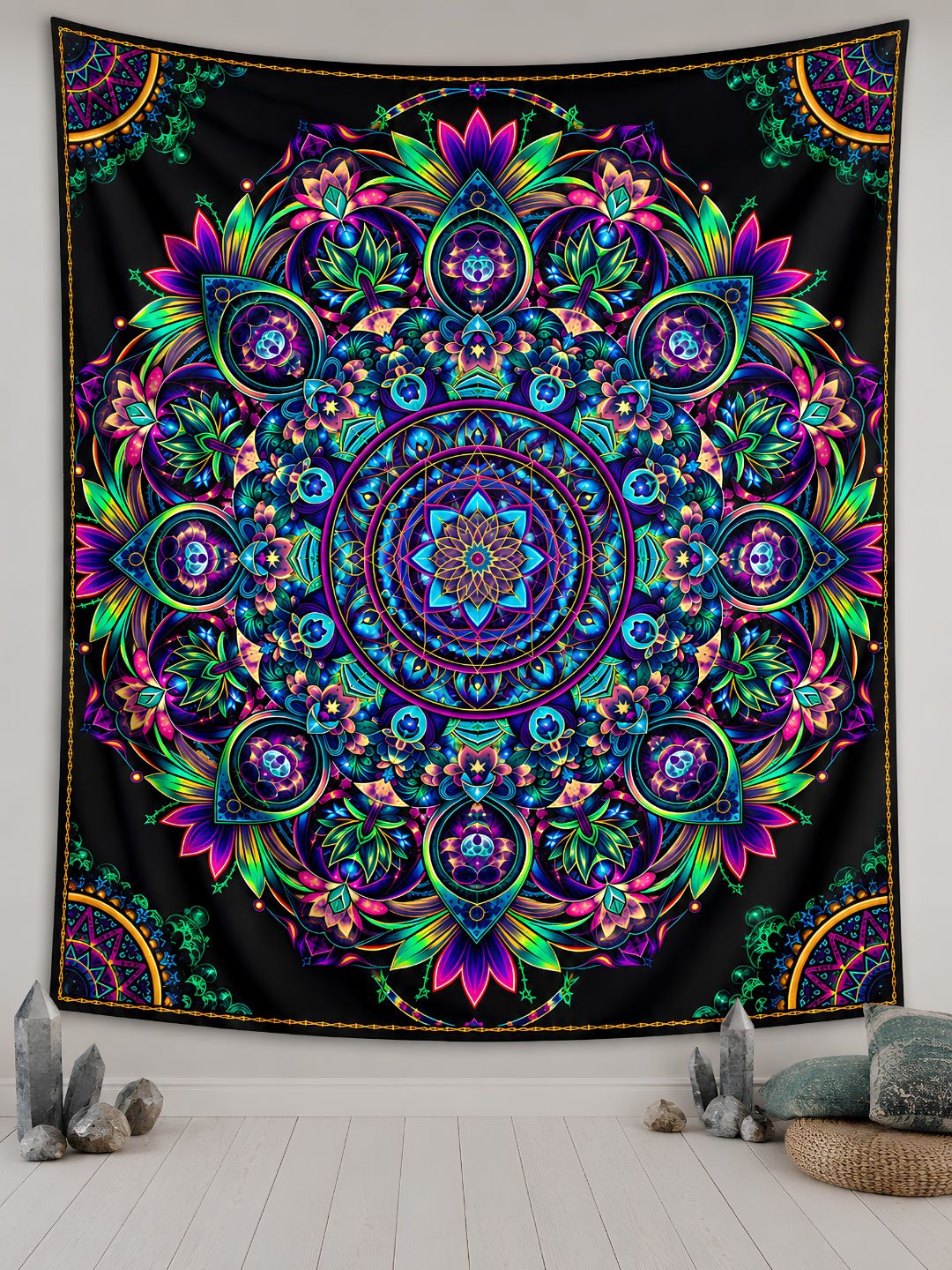 Galaxy Mandala Wall Tapestry – Trippy Psychedelic Boho Wall Art
