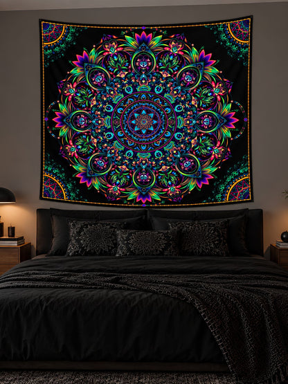 Galaxy Mandala Wall Tapestry – Trippy Psychedelic Boho Wall Art