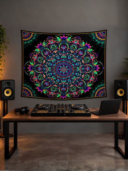 Galaxy Mandala Wall Tapestry – Trippy Psychedelic Boho Wall Art