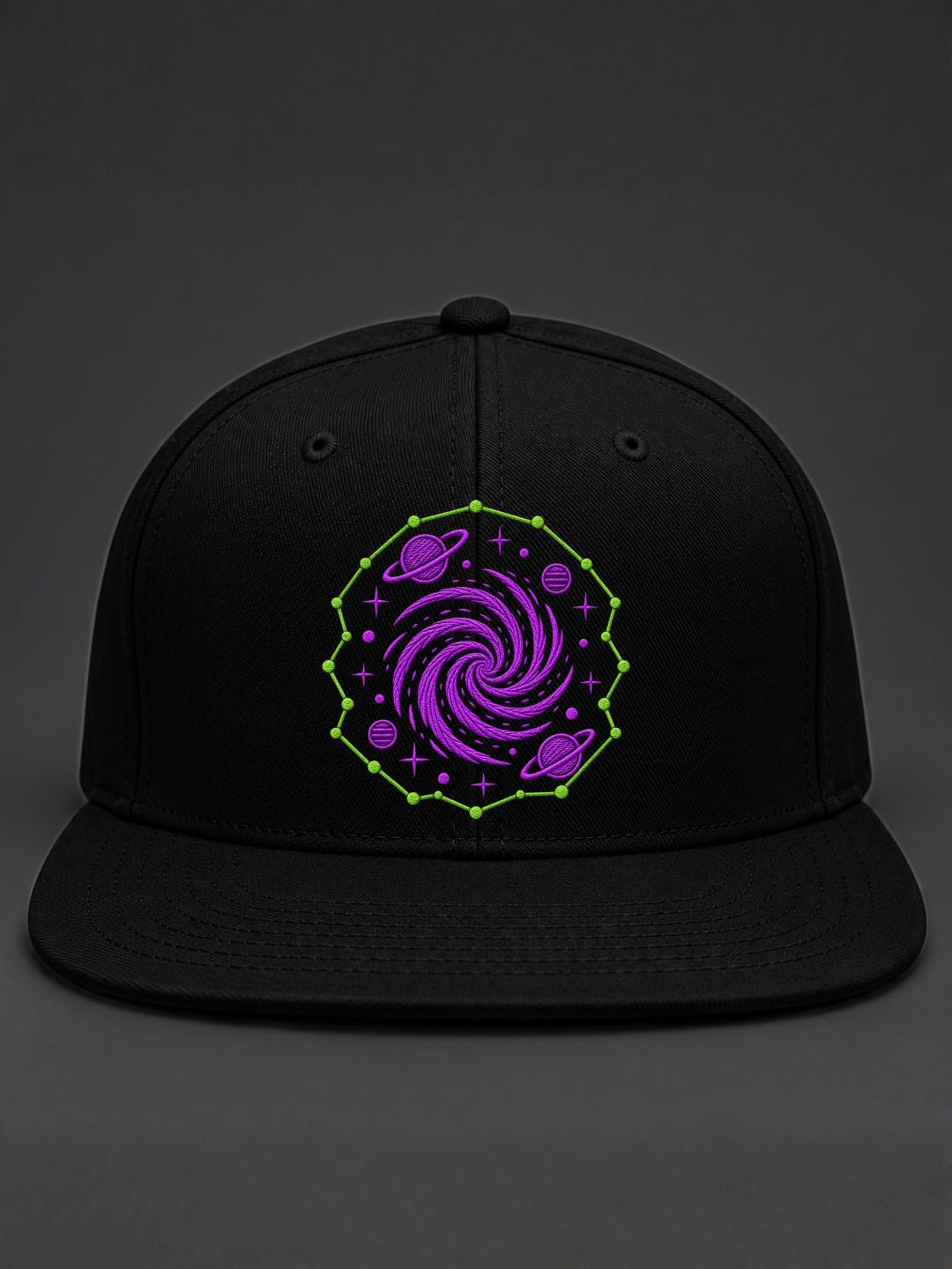 Galaxy Stitch Embroidered Snapback Cap