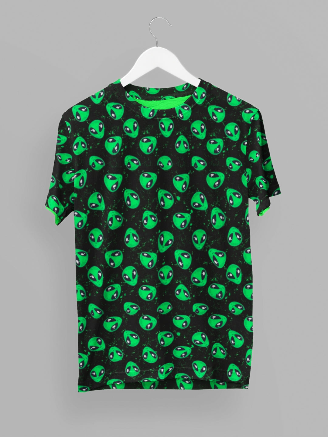 Green Alien Head All-Over Print Unisex T-Shirt