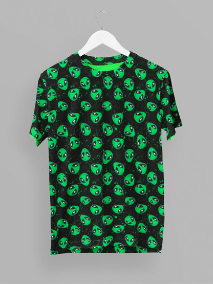 Green Alien Head All-Over Print Unisex T-Shirt
