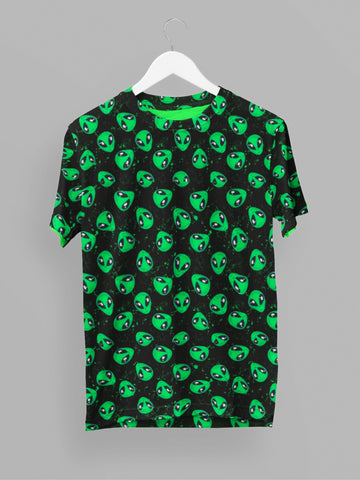 Green Alien Head All-Over Print Unisex T-Shirt