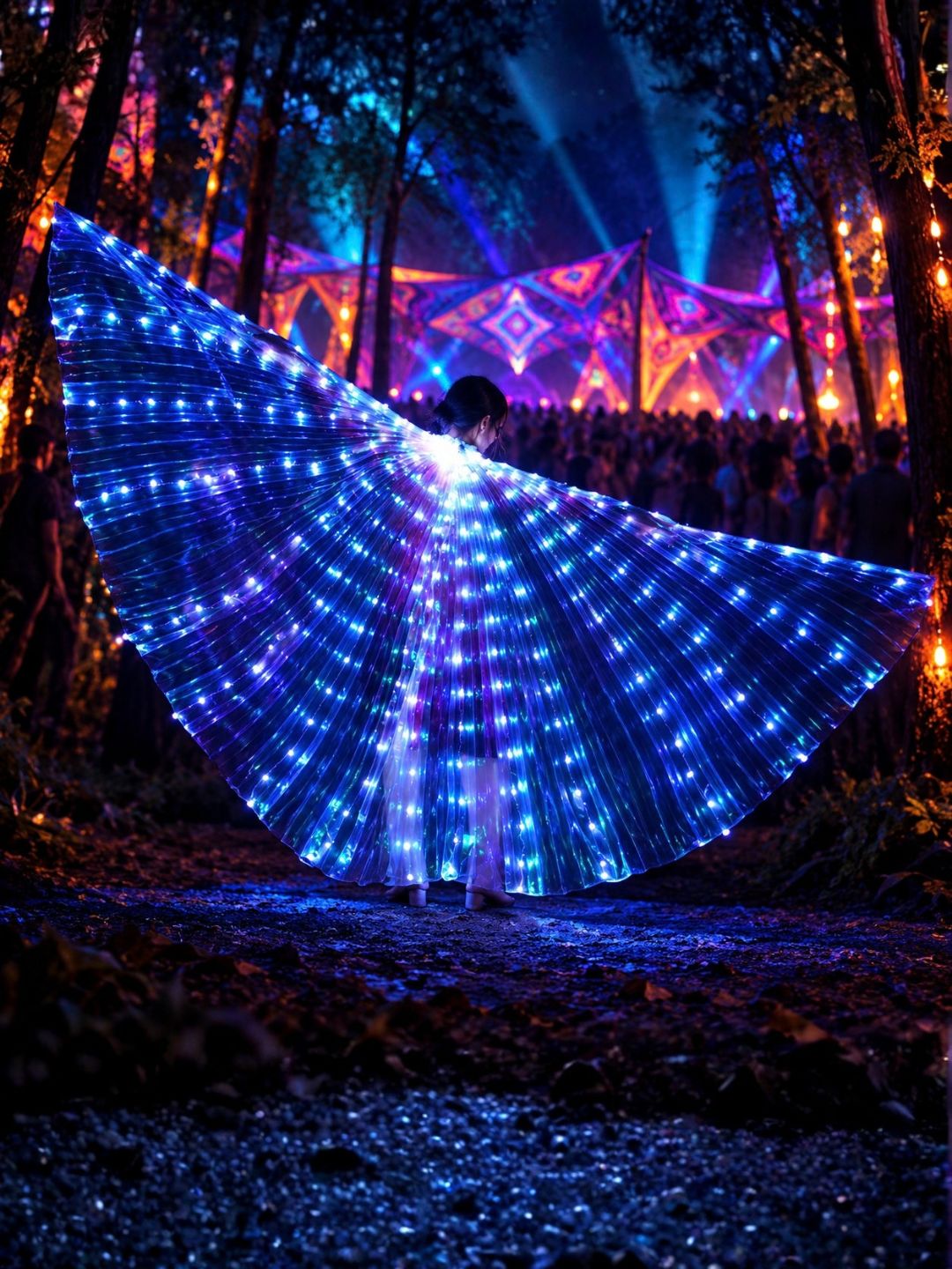 LED Glow Wings – 240 LED Light-Up Festival Cape
