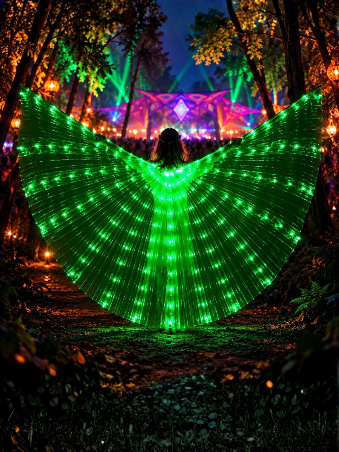 LED Glow Wings – 240 LED Light-Up Festival Cape